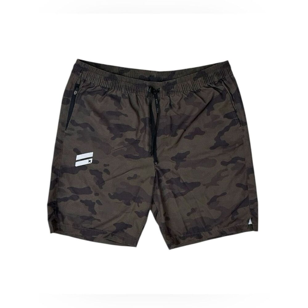 HURLEY Men's Camo Active Swim Shorts in Olive Green
